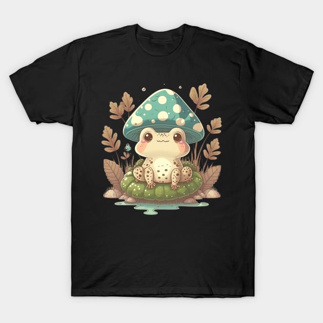 Cottagecore aesthetic frog on Mushroom T-Shirt by JayD World